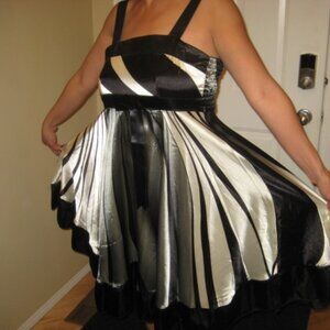 Black/white/Grey Satin Cocktail Dress - fits 10-12